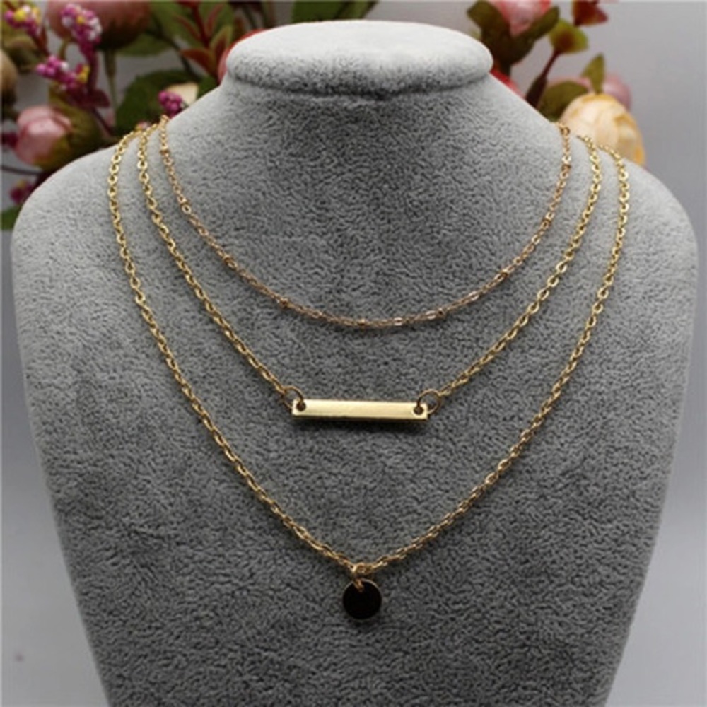 Delicate Gold Bar Layered Necklace - Picture 2 of 6